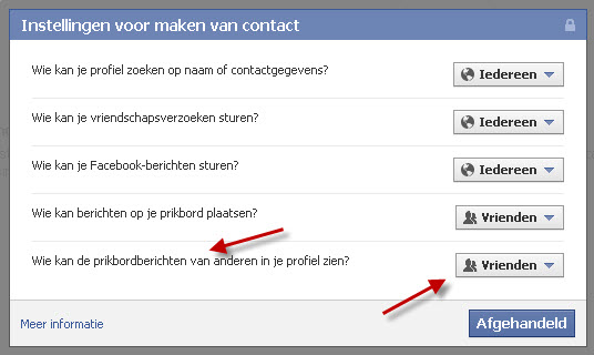 instellingen Facebook