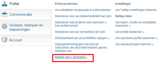 hoe blokkeer ik iemand op linkedin