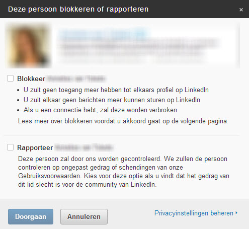 hoe blokkeer ik iemand op linkedin