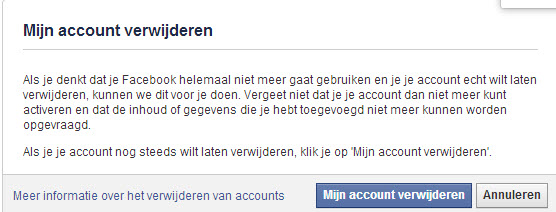 facebook account verwijderen