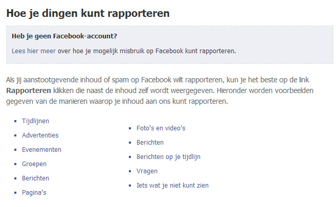 facebook spam rapporteren