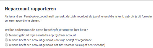 Facebook nep account rapporteren