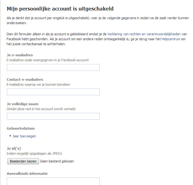 help, mijn facebook account is onbereikbaar