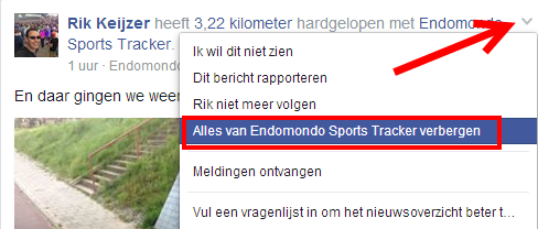 facebook updates uitzetten