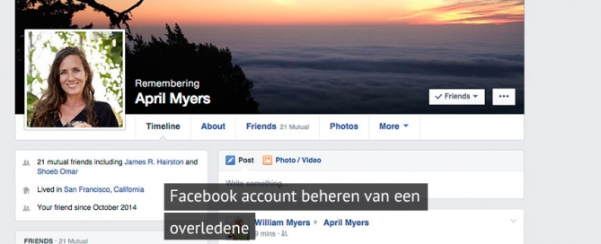 Facebook account beheren van een overledene