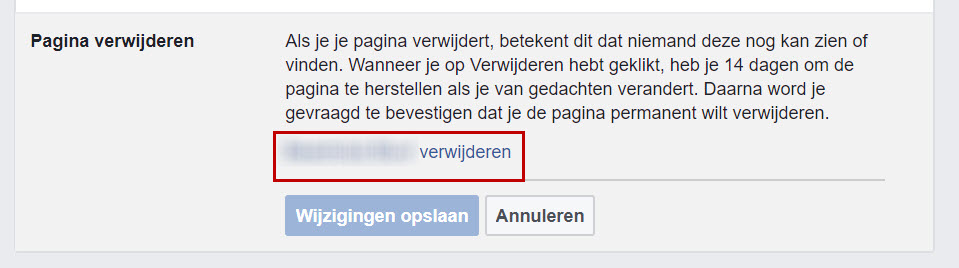 Facebookpagina verwijderen